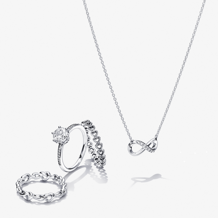 Pandora Infinite Sterling Silver 0.15 Carat Sparkling Teardrop Chain  Bracelet and Necklace Set | Pandora UK