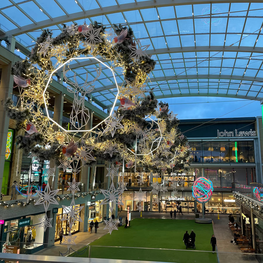 Christmas decorations at Westgate Oxford
